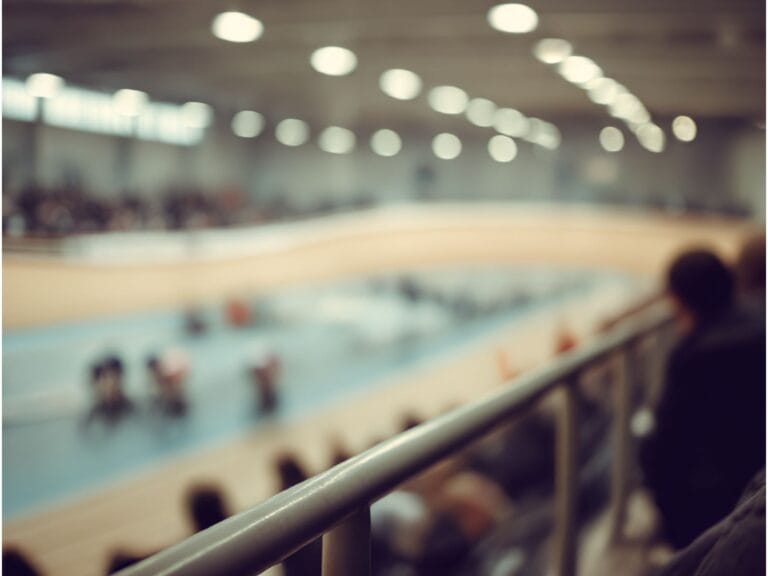 Subtle, out-of-focus view of a track cycling environment