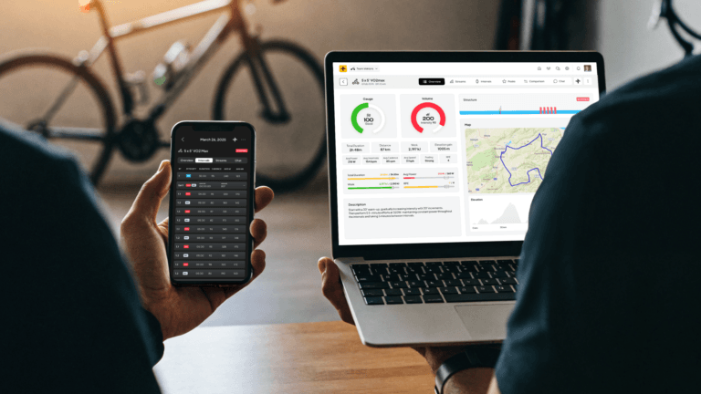 Athletes checking Vekta UI on Desktop and Mobile