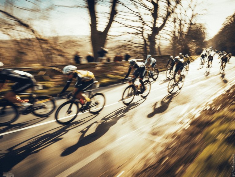 Professional cycling peloton in motion viewed from within roadside crowd