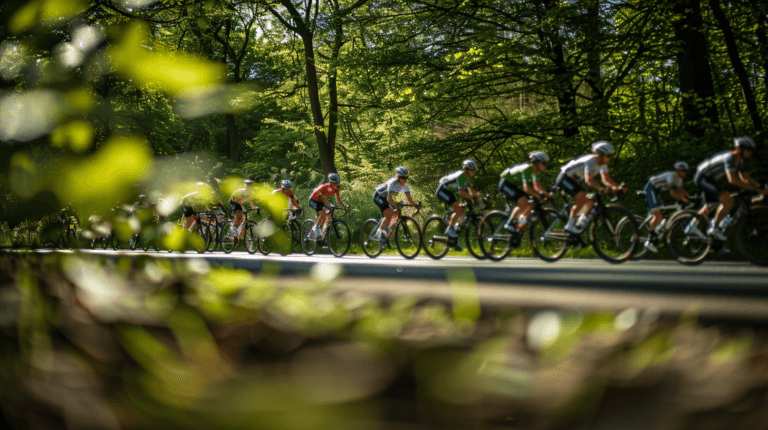 Roadside view of the professional peloton at a WorldTour race, reflecting the commercial ecosystem of cycling.
