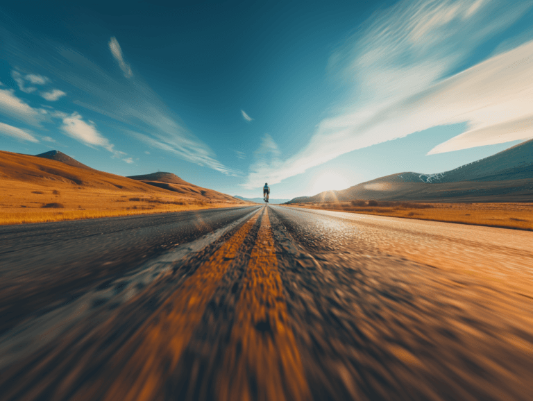 Professional female cyclist an a road during a training ride