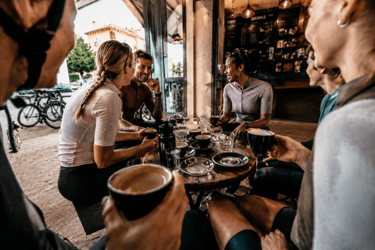 Coffee break during cycling training